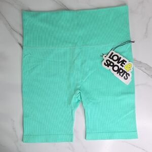 Love & Sports Women's Athletic Shorts - Aqua/Mint - Large (12-14)